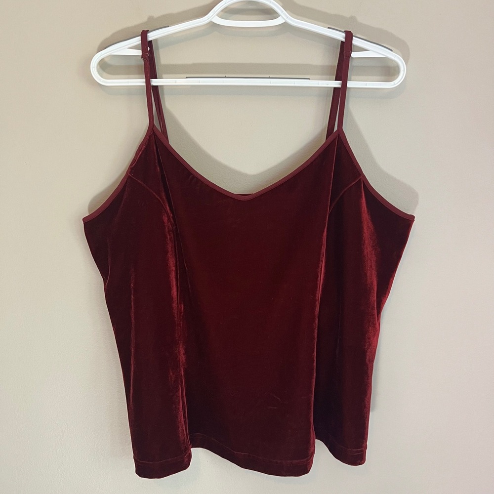 Burgundy Velvet Cami Top Built-in Shelf Bra XL Wine Whimsigoth  Dark Romantic